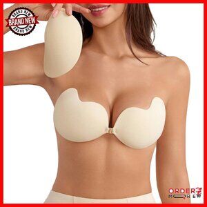 Push Up Strapless Bra Backless Sticky Adhesive Deep V Cleavage Reusable